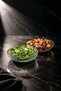 Aria - Set of 2 Glass Salad Bowls 20 cm Striped Transparent Glass Deep Serving and Presentation Bowl Set