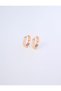 Gold Color Stone Detailed Minimal Hoop Earrings