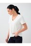 Off-White V-Neck Straight-Cut Short Sleeve Modal T-Shirt - 4