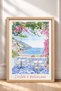 Begonvilli Terrace and Sea View Framed Painting Italy Poster Living Room Kitchen Wall Decor Itn083 - 3