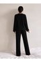 Women's Long Sleeve Patterned Report Fabric Soft Pajama Set – Relaxed Fit Crew Neck Bottom Top Set - 3
