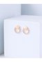 Gold Color 100% Brass Pearl Detailed Stone Hoop Earrings
