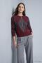 Buttoned Diamond Pattern Sweater 2540 Claret Red - 3