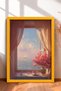 Sea and Sailboats View from the Window Framed Painting Italy Poster Wall Decor Itn110