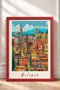 Bologna Towers and City Silhouette Framed Painting Italy Poster Living Room Kitchen Wall Decor Itp010 - 3
