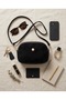 Women's Black Nubuck Shoulder Bag with 3 Compartments and Gold Accents—Casual Crisscross Straps Bag BX - 2