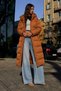 Women's Hooded Long Stylish Tan Coat - 2