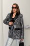 Women's Silver Color Sequined Satin Collar Blazer Jacket Nj210 - 2