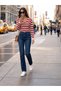 Women's Long Sleeve V-Neck Striped Knitwear Blouse - 3