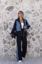 Navy Blue Sequin Detailed Hooded Tracksuit Set