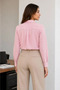 Long Sleeve Shirt with Buttons, Classic Collar, Suitable for Casual and Office Wear - Powder Pink - 2
