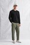 Men's Black Crew Neck Striped Modal Fabric Sweatshirt
