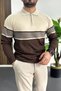 Men's Double Color Sweater Brown Edw527 - 2