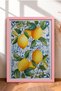 Green Leafed Lemons on Tile Floor Framed Painting Italy Poster Living Room Kitchen Wall Decor Itn117