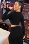 Women's Black Long Sleeve Low-Cut Zipper Crop Top Blouse – Stylish, Comfortable, and Easy to Match - 4