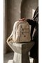 Cream Beige 27x33 cm 5-Compartment Women's Backpack with Multiple Pockets CANEDR08 - 2