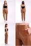 High-Waisted Leather Trousers-Carrot/Front Pleated