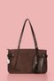 Women's Suede Tote Shoulder Bag with Wallet and Belt Detail, Zippered Hand and Shoulder Bag - 2