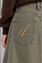 Vintage Embroidered Long Denim Skirt - 5