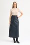 Premium Synthetic Leather Front Zippered Maxi Size Skirt - 2