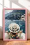 La Dolce Vita Hat and Floral Dress Framed Painting Italy Poster Wall Decor Itp001