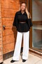 Women's Belted Bat Sleeve Cape Cut Short Black Coat - 5