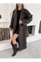 Women's Belted Lined Premium Oversized Cut Leather Trench Coat - 2