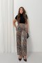 Women's Camel-Black Patterned High Satin Trousers Nj203 - 7