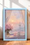 Sunset on a Window with a Poppy Frame Painting Italy Poster Living Room Kitchen Wall Decor Itn111