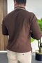 Men's Collar Detailed Zippered Sweater Brown Edw526 - 3