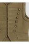 Ozmarka New Season Khaki Crew Neck Women's Knitwear Vest with Decorative Buttons - 7