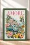 Amore Written Mint Green Classic Car Framed Painting Italy Poster Wall Decor Itn118 - 3