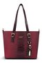 Burgundy, Iguana Patterned, Bucket Model, Adjustable Strap, Women's Shoulder Bag