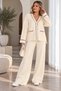 Women's Knitwear Double Set V-Neck Buttoned Cardigan Wide-Leg Pants Stylish Combination - 4