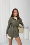 Women's Khaki Belted Faux Leather Jacket Shirt Nj205 - 8