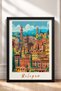 Bologna Towers and City Silhouette Framed Painting Italy Poster Living Room Kitchen Wall Decor Itp010 - 3