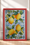 Green Leafed Lemons on Tile Floor Framed Painting Italy Poster Living Room Kitchen Wall Decor Itn117 - 3