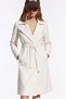 Women's Wide Collar Belted Long White Coat with Side Pockets