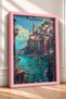 Colorful Boats in Positano Harbor Framed Painting Italy Poster Living Room Kitchen Wall Decor Itp032 - 2