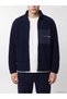 Özmarka New Season Navy Blue Stand Collar Men's Plush Coat - 3