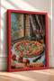 Buon Appetito Written Pizza and White Wine Framed Painting Italy Poster Wall Decor Itp028 - 2