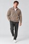Men's Comfortable Brown Cardigan with Fleece Inside - 4