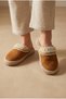 Women'S, Suede Textured, Fur Lined, Embroidery Detailed, Plush Detailed, Soft Sole House Slippers - 5