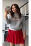 Gray melange sweatshirt with red text print
