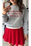 Gray melange sweatshirt with red text print - 2
