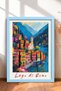 Lake Como Servili Coast and Campanile Framed Painting Italy Poster Wall Decor Itp034