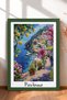 Positano Bougainvillea and Lemon Patika Framed Painting Italy Poster Living Room Kitchen Wall Decor Itp043