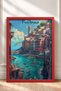 Colorful Boats in Positano Harbor Framed Painting Italy Poster Living Room Kitchen Wall Decor Itp032 - 3