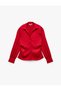Slim Fit Long Sleeve Gathered Collar Satin Shirt - 6