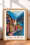 Lake Como Servili Coast and Campanile Framed Painting Italy Poster Wall Decor Itp034